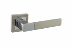 STATUS Montana Lever Door Handle on S4 Square Rose - Satin Nickel/Polished Chrome
