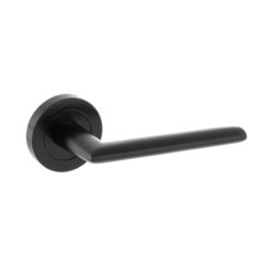 STATUS Alabama Lever Door Handle on Round Rose - Matt Black