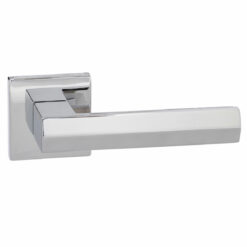 Senza Pari Davoli Lever Door Handle on Flush Square Rose - Polished Chrome