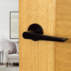 Tupai Rapido 5S Line Torrao Lever Door Handle on 5mm Slimline Round Rose - Pearl Black
