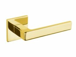 Tupai Exclusivo 5S Line Portel Lever Door Handle on 5mm Slimline Square Rose - Raw Brass