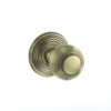 Old English Ripon Solid Brass Reeded Beehive Mortice Door Knob on Concealed Fix Rose - Antique Brass