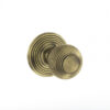Old English Ripon Solid Brass Reeded Beehive Mortice Door Knob on Concealed Fix Rose - Matt Antique Brass
