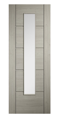 LPD Light Grey Laminate Clear Glazed Ladder Panel Door
