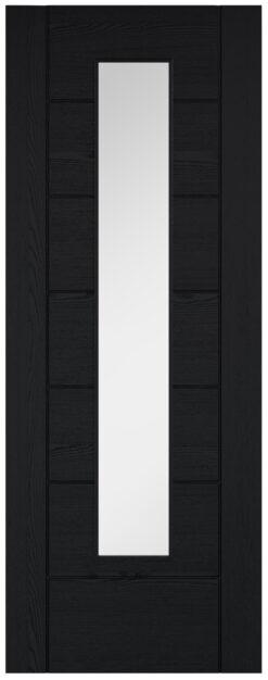 LPD Black Laminate Clear Glazed Linear 7 Panel Internal Door
