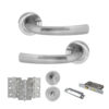 STATUS Nevada Door Handle Pack (Bathroom Set - 3" CE Bathroom Lock, 3" Fire Rated Hinges x3) - Satin Chrome