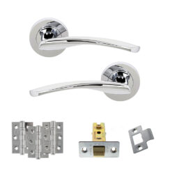 STATUS Arizona Door Handle Pack (Latch Set - 3" CE Latch, 3" Fire Rated Hinges x3) - Polished Chrome