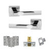 STATUS Kansas Door Handle Pack (Latch Set - 3" CE Latch, 3" Fire Rated Hinges x3) - Polished Chrome