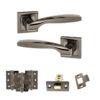 STATUS Oklahoma Door Handle Pack (Latch Set - 3" CE Latch, 3" Fire Rated Hinges x3) - Black Nickel