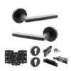 STATUS Alaska Door Handle Pack (Euro Lock Set - 3" CE Sashlock, 3" Fire Rated Hinges x3) - Matt Black