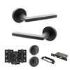 STATUS Alaska Door Handle Pack (Bathroom Set - 3" CE Bathroom Lock, 3" Fire Rated Hinges x3) - Matt Black