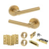 STATUS Nebraska Door Handle Pack (Euro Lock Set - 3" CE Sashlock, 3" Fire Rated Hinges x3) - Satin Brass