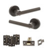 STATUS Nebraska Door Handle Pack (Latch Set - 3" CE Latch, 3" Fire Rated Hinges x3) - Urban Dark Bronze