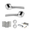 STATUS Florida Door Handle Pack (3 Lever Lock Set - 3" CE Sashlock, 3" Fire Rated Hinges x3) - Satin Chrome/Polished Chrome