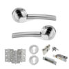 STATUS Florida Door Handle Pack (Euro Lock Set - 3" CE Sashlock, 3" Fire Rated Hinges x3) - Satin Chrome/Polished Chrome
