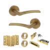 STATUS Indiana Door Handle Pack (Euro Lock Set - 3" CE Sashlock, 3" Fire Rated Hinges x3) - Satin Brass