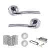 STATUS Indiana Door Handle Pack (3 Lever Lock Set - 3" CE Sashlock, 3" Fire Rated Hinges x3) - Satin Chrome/Polished Chrome