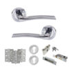 STATUS Indiana Door Handle Pack (Euro Lock Set - 3" CE Sashlock, 3" Fire Rated Hinges x3) - Satin Chrome/Polished Chrome