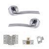 STATUS Indiana Door Handle Pack (Latch Set - 3" CE Latch, 3" Fire Rated Hinges x3) - Satin Chrome/Polished Chrome