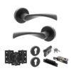 STATUS Colorado Door Handle Pack (Euro Lock Set - 3" CE Sashlock, 3" Fire Rated Hinges x3) - Matt Black
