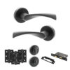 STATUS Colorado Door Handle Pack (Bathroom Set - 3" CE Bathroom Lock, 3" Fire Rated Hinges x3) - Matt Black