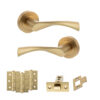 STATUS Colorado Door Handle Pack (Latch Set - 3" CE Latch, 3" Fire Rated Hinges x3) - Satin Brass