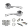 STATUS Colorado Door Handle Pack (Euro Lock Set - 3" CE Sashlock, 3" Fire Rated Hinges x3) - Satin Chrome