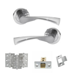 STATUS Colorado Door Handle Pack (Latch Set - 3" CE Latch, 3" Fire Rated Hinges x3) - Satin Chrome