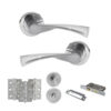 STATUS Colorado Door Handle Pack (Bathroom Set - 3" CE Bathroom Lock, 3" Fire Rated Hinges x3) - Satin Chrome
