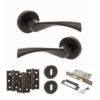 STATUS Colorado Door Handle Pack (3 Lever Lock Set - 3" CE Sashlock, 3" Fire Rated Hinges x3) - Urban Dark Bronze