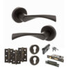 STATUS Colorado Door Handle Pack (Euro Lock Set - 3" CE Sashlock, 3" Fire Rated Hinges x3) - Urban Dark Bronze