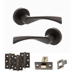 STATUS Colorado Door Handle Pack (Latch Set - 3" CE Latch, 3" Fire Rated Hinges x3) - Urban Dark Bronze