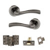 STATUS Texas Door Handle Pack (Latch Set - 3" CE Latch, 3" Fire Rated Hinges x3) - Black Nickel