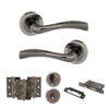 STATUS Texas Door Handle Pack (Bathroom Set - 3" CE Bathroom Lock, 3" Fire Rated Hinges x3) - Black Nickel