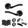 STATUS Texas Door Handle Pack (Euro Lock Set - 3" CE Sashlock, 3" Fire Rated Hinges x3) - Matt Black