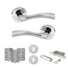 STATUS Texas Door Handle Pack (3 Lever Lock Set - 3" CE Sashlock, 3" Fire Rated Hinges x3) - Polished Chrome