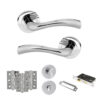 STATUS Texas Door Handle Pack (Bathroom Set - 3" CE Bathroom Lock, 3" Fire Rated Hinges x3) - Polished Chrome