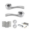 STATUS Texas Door Handle Pack (3 Lever Lock Set - 3" CE Sashlock, 3" Fire Rated Hinges x3) - Satin Chrome