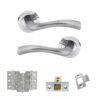 STATUS Texas Door Handle Pack (Latch Set - 3" CE Latch, 3" Fire Rated Hinges x3) - Satin Chrome