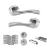 STATUS Texas Door Handle Pack (Bathroom Set - 3" CE Bathroom Lock, 3" Fire Rated Hinges x3) - Satin Chrome