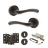 STATUS Texas Door Handle Pack (3 Lever Lock Set - 3" CE Sashlock, 3" Fire Rated Hinges x3) - Urban Dark Bronze