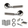 STATUS Dakota Door Handle Pack (Euro Lock Set - 3" CE Sashlock, 3" Fire Rated Hinges x3) - Black Nickel/Polished Chrome
