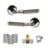 STATUS Dakota Door Handle Pack (Latch Set - 3" CE Latch, 3" Fire Rated Hinges x3) - Black Nickel/Polished Chrome
