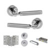 STATUS Dakota Door Handle Pack (Bathroom Set - 3" CE Bathroom Lock, 3" Fire Rated Hinges x3) - Satin Chrome/Polished Chrome