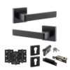 STATUS Montana Door Handle Pack (Euro Lock Set - 3" CE Sashlock, 3" Fire Rated Hinges x3) - Matt Black