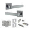 STATUS Montana Door Handle Pack (Euro Lock Set - 3" CE Sashlock, 3" Fire Rated Hinges x3) - Satin Chrome