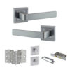 STATUS Montana Door Handle Pack (Bathroom Set - 3" CE Bathroom Lock, 3" Fire Rated Hinges x3) - Satin Chrome