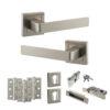STATUS Montana Door Handle Pack (Euro Lock Set - 3" CE Sashlock, 3" Fire Rated Hinges x3) - Satin Nickel