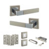 STATUS Montana Door Handle Pack (3 Lever Lock Set - 3" CE Sashlock, 3" Fire Rated Hinges x3) - Satin Nickel/Polished Chrome