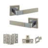 STATUS Montana Door Handle Pack (Latch Set - 3" CE Latch, 3" Fire Rated Hinges x3) - Satin Nickel/Polished Chrome